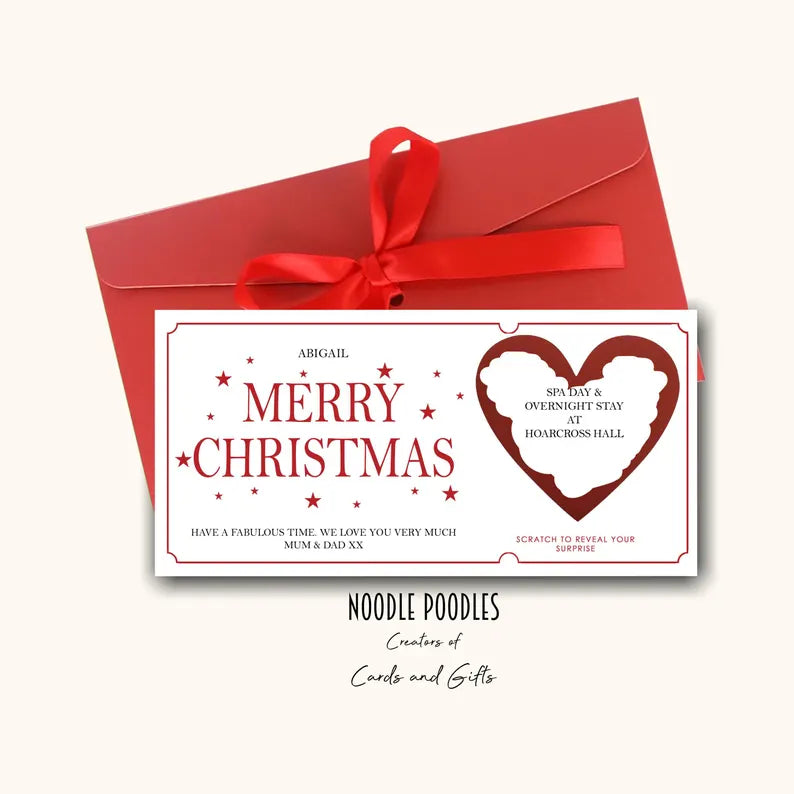 Scratch To Reveal Card | Custom Made Scratch Off Personalised Card For Surprise Christmas Gift Concert Holiday Festival Cinema Treat
