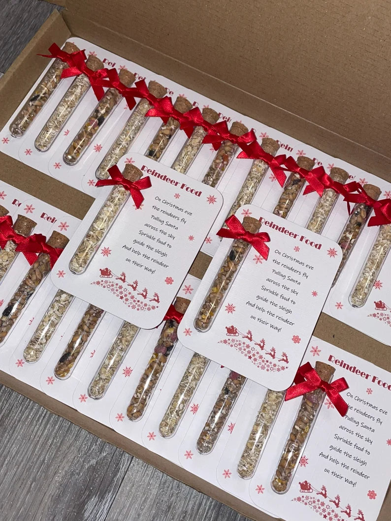 Magic Reindeer food tube, santa’s sleigh, magical reindeer dust, card, christmas eve box filler (WITH CARD)
