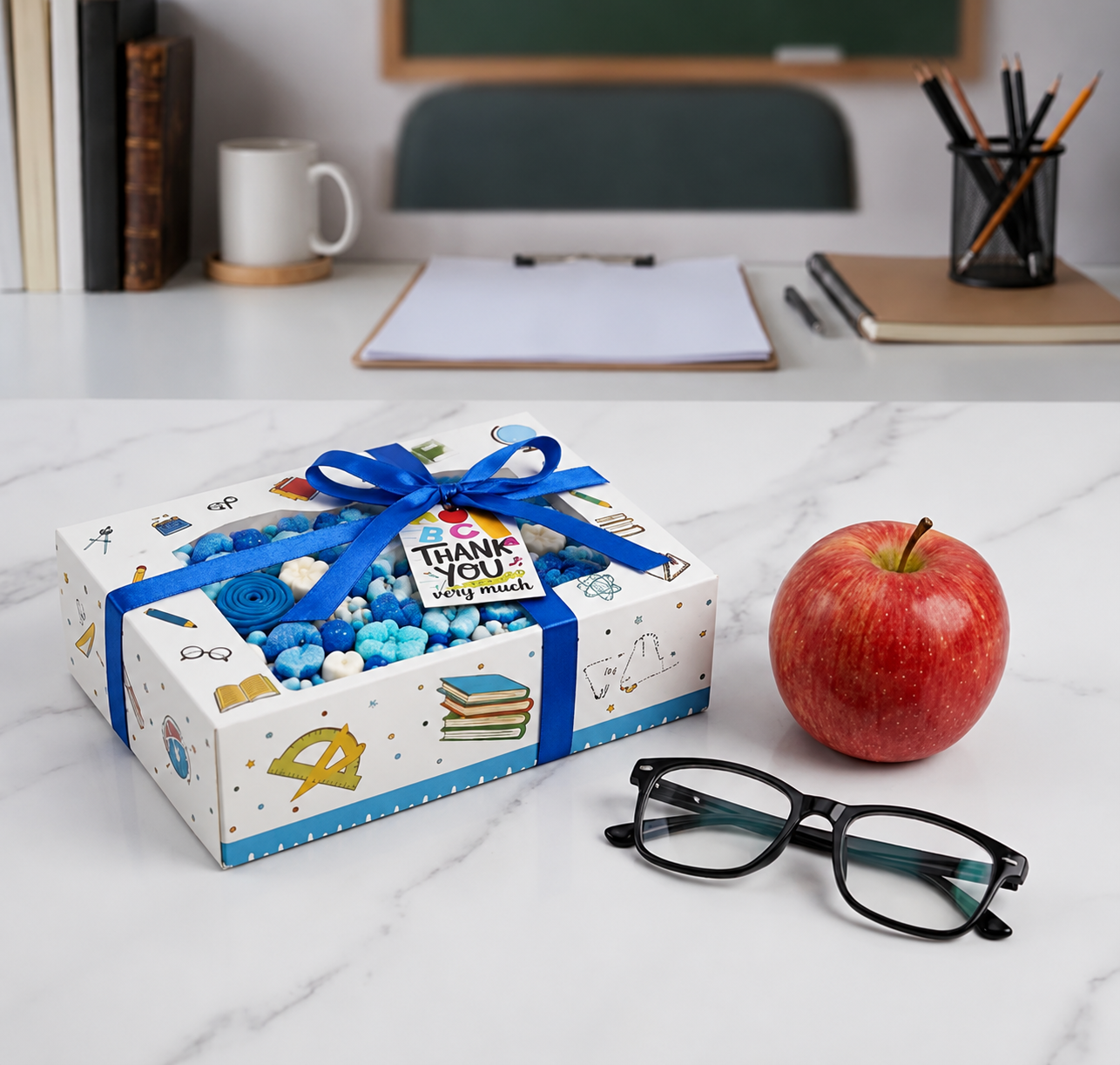 Thank you teacher blue mix gift box