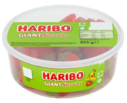 Haribo Giant Strawberries Tub 825g 75 Count