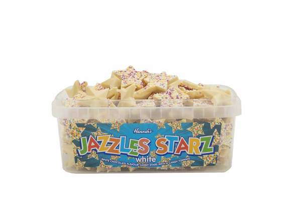Hannah's White Chocolate Jazzles Starz Tub 600g