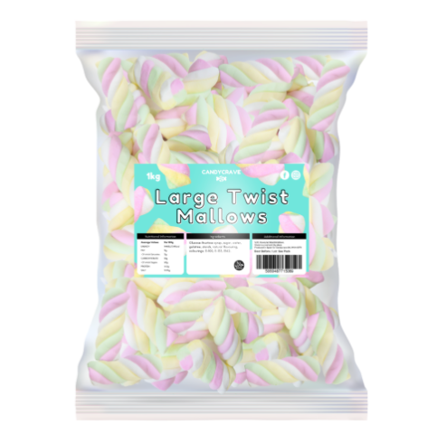 Candycrave Large Twist Marshmallows 1kg