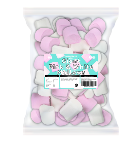 Candycrave Giant Pink & White Marshmallows 1kg