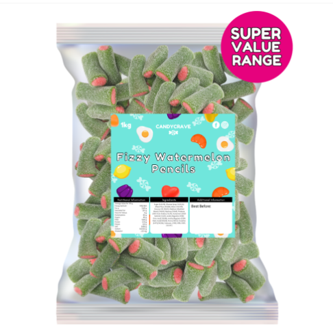1kg Candycrave Super Value Fizzy Watermelon Pencils
