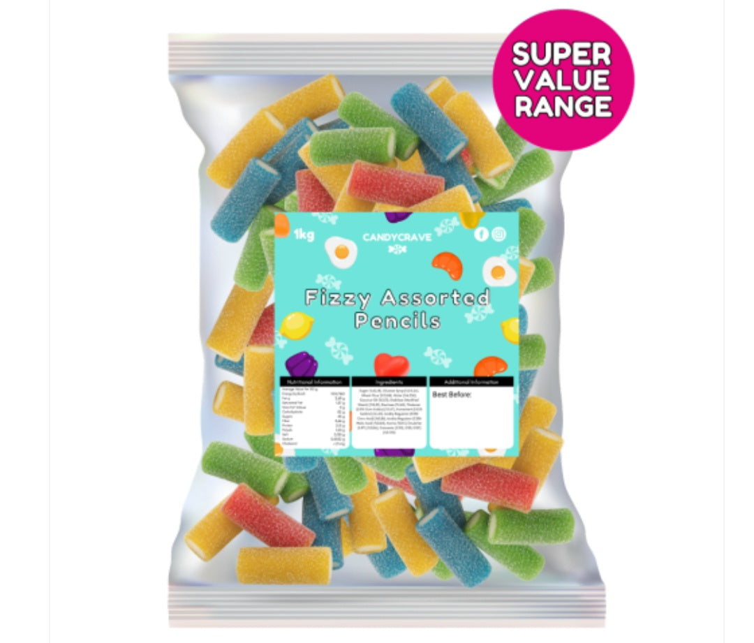 1kg Candycrave Super Value Fizzy Assorted Pencils
