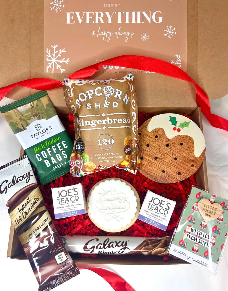 Christmas Treat Hamper, Hot Chocolate, Coffee, Cookie, Popcorn Gift