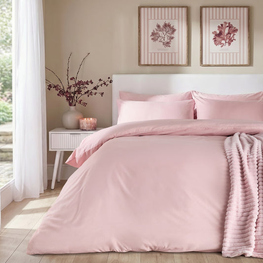 Plain Duvet Cover Set - Blush Pink (Kingsize)