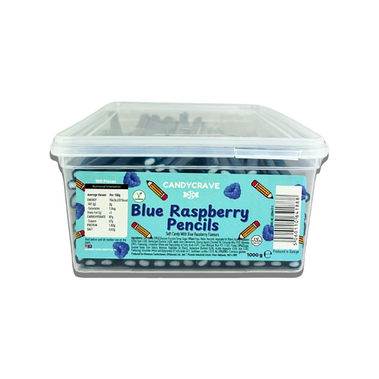 Candycrave blue raspberry pencils tub. Count 100