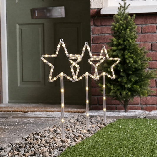 3 Pack Star Stake Lights - Warm White