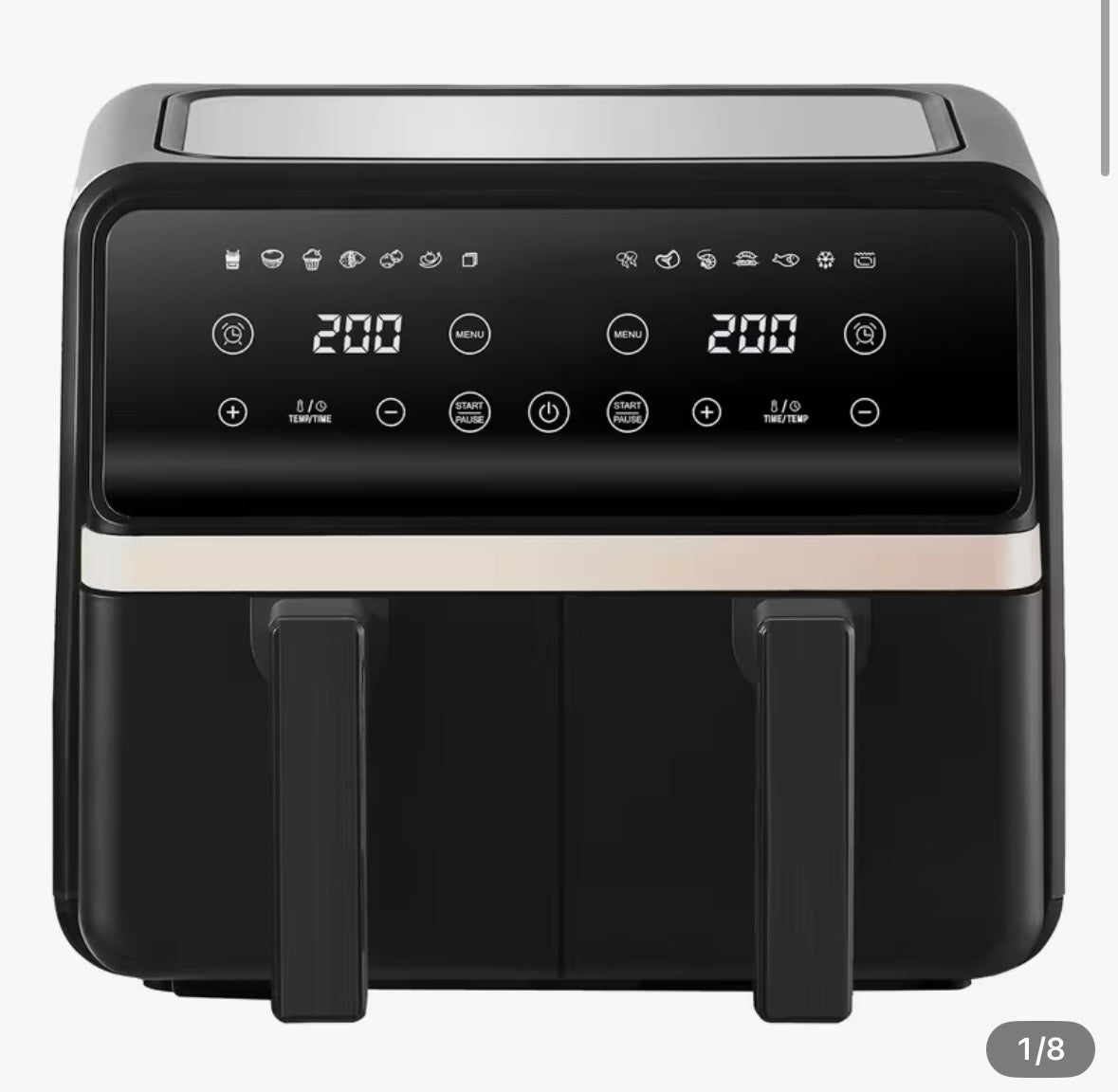 Dual Zone Air Fryer 8L Large Capacity 11 Pre-Set Menus 2200W Oil Free Sync Cook