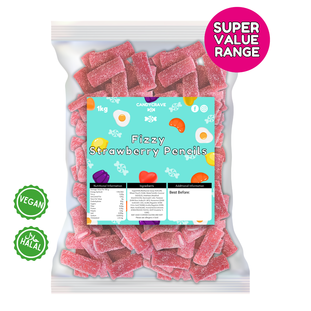 Candycrave Super Value Fizzy Strawberry Pencils