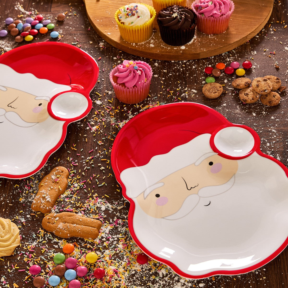 2 Pack Santa Dip Plate - Red/White