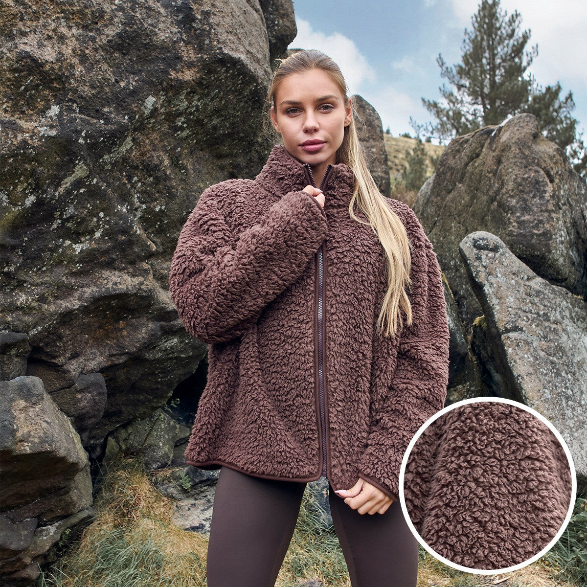Teddy Full Zip Fleece - Chocolate