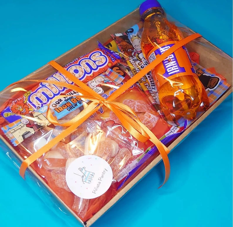 IRON BREW Gift HAMPER Sweet Shop Scottish Irn Bru Candy Pick & Mix Wedding Anniversary Bundle