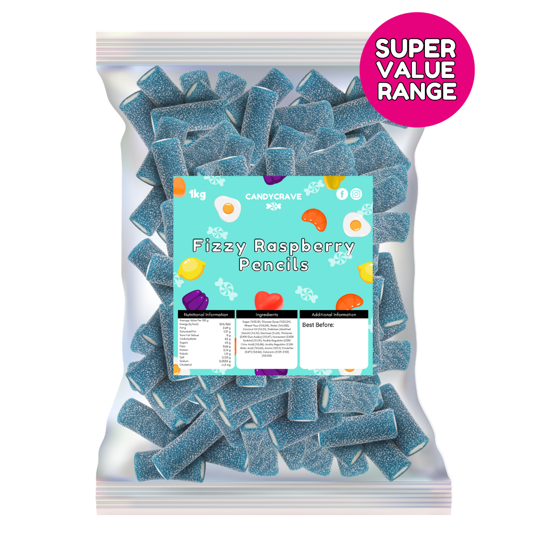 Candycrave Super Value Fizzy Blue Raspberry Pencils