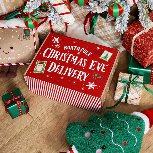 Wooden Effect Christmas Eve Box - Red/Natural