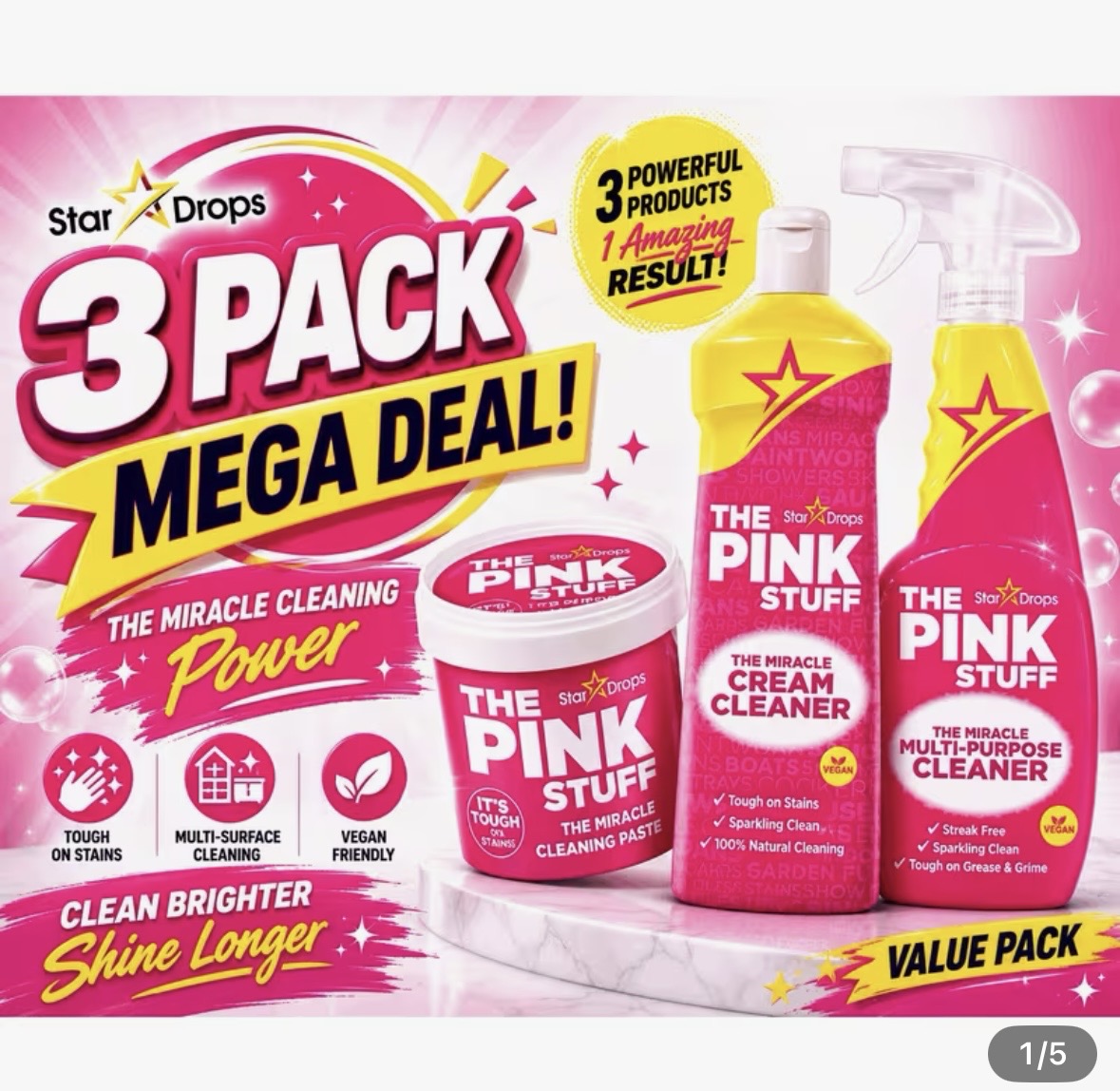 The Pink Stuff Miracle Cleaning Set Triple Pack Mrs Hinch Approved