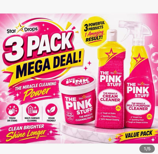 The Pink Stuff Miracle Cleaning Set Triple Pack Mrs Hinch Approved