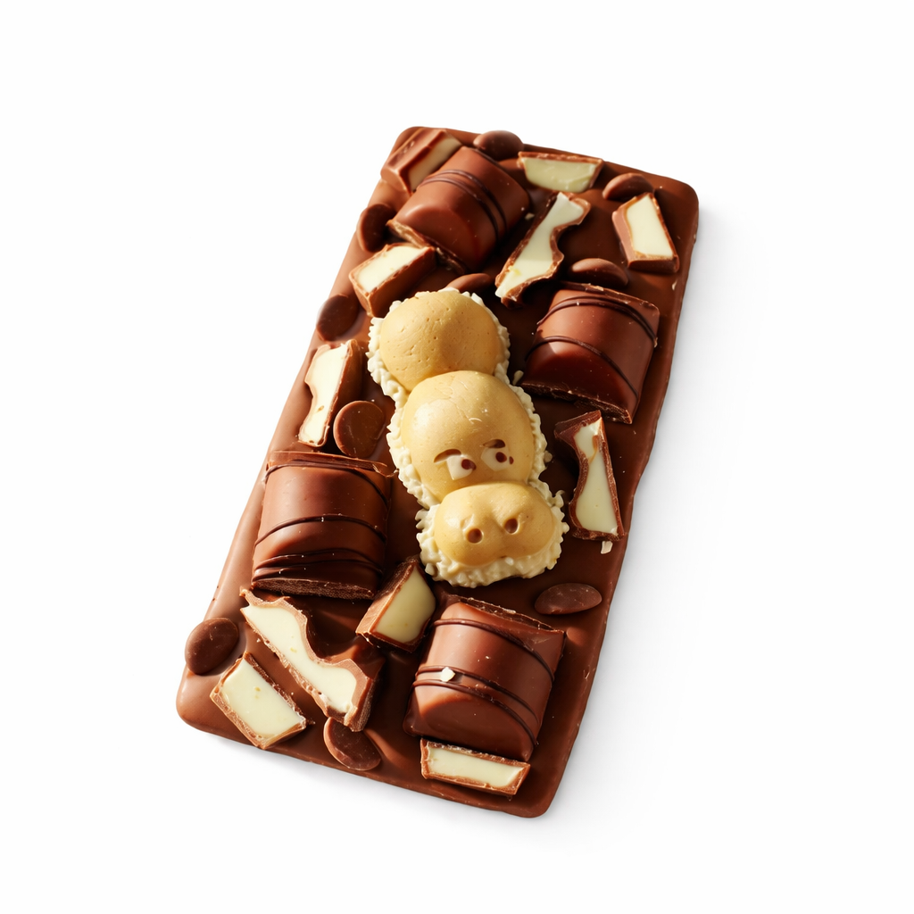 Handmade Belgium Kinder Chocolate Slab - Happy Hippo & Bueno Toppings