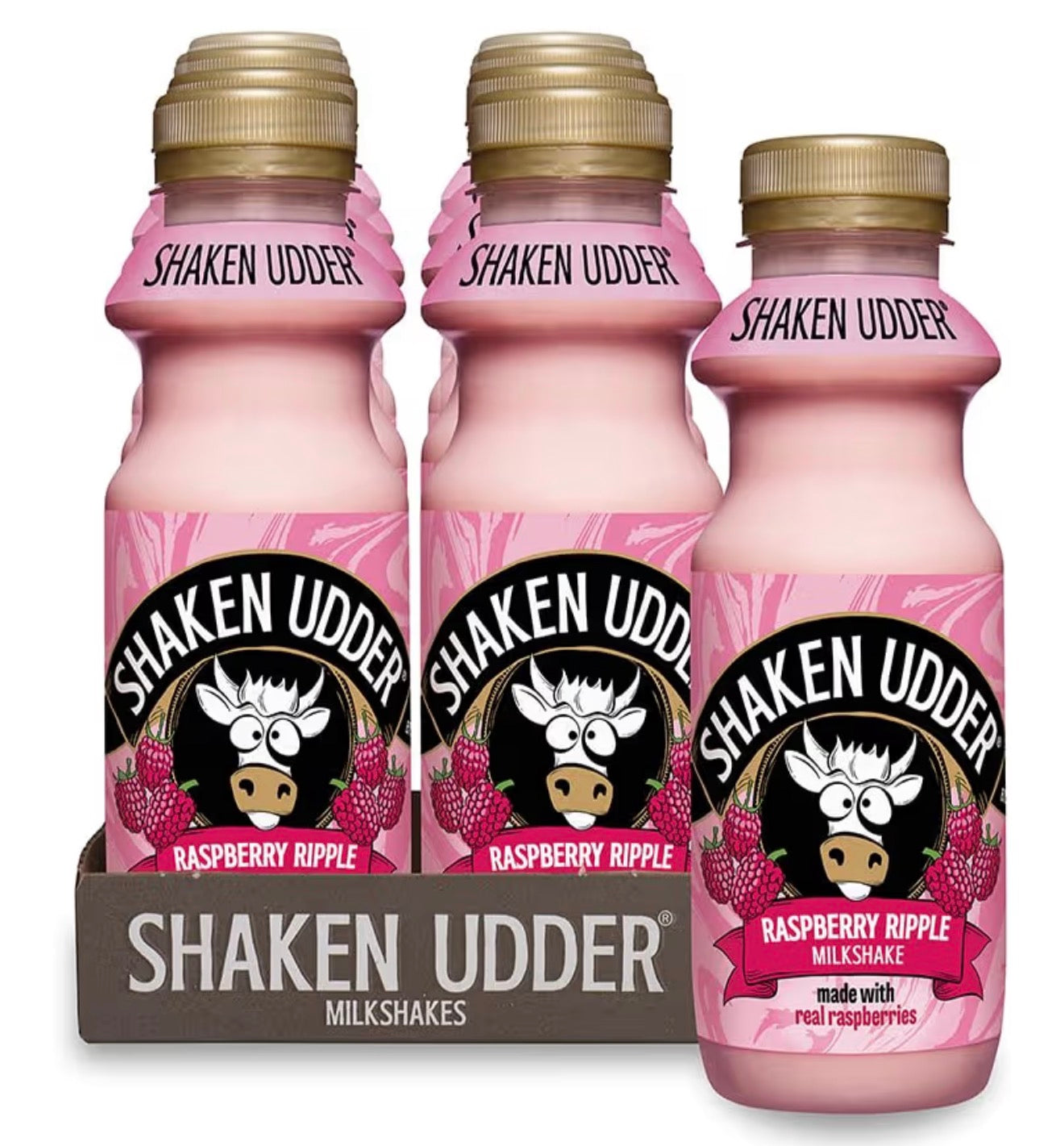 Shaken Udder Raspberry Ripple Milkshake 8x330ml