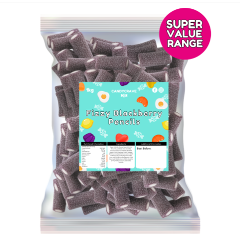 1kg Candycrave Super Value Fizzy Blackberry Pencils