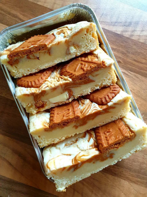Gooey Biscoff Blondies with Belgian Chocolate Tray Bake