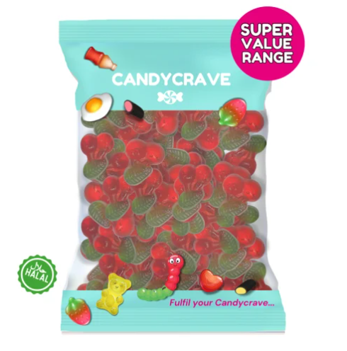 Candycrave super value jelly cherry 1kg halal