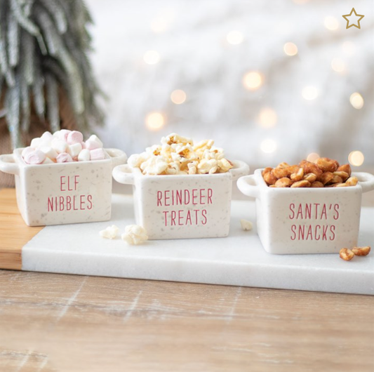 Set of 3 Ceramic Christmas Snack Bowls