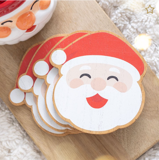 Jolly Santa Christmas Coaster Set